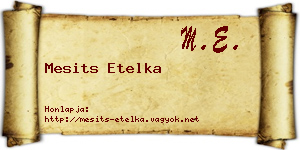 Mesits Etelka névjegykártya